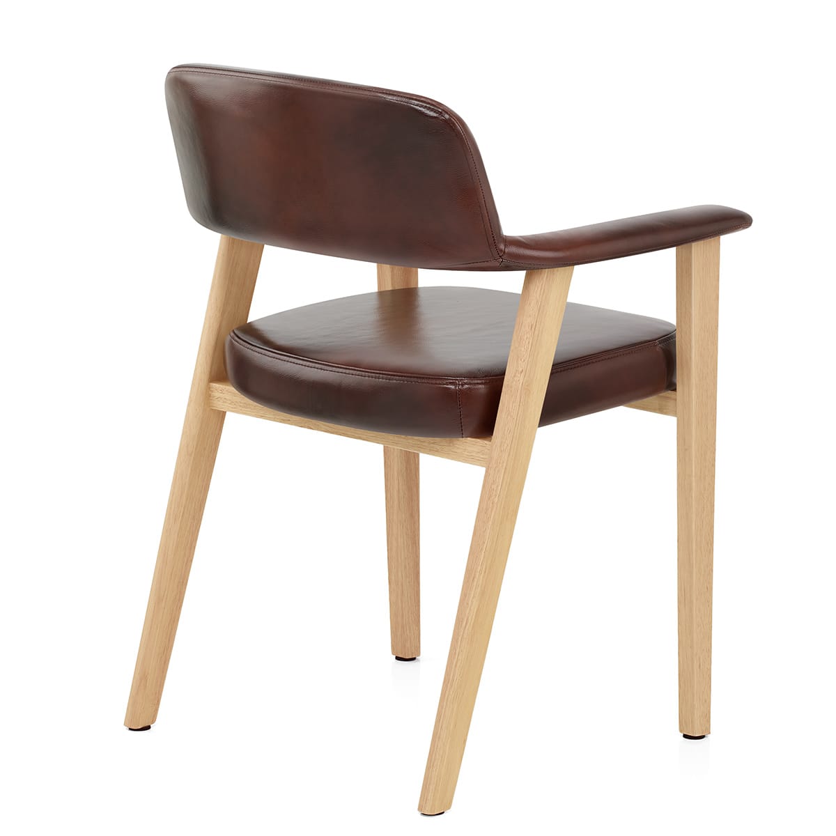 Chaise Bois Cuir Véritable - Elba Marron Antique