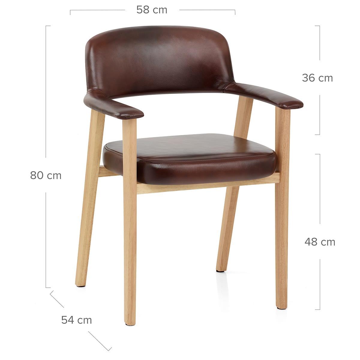 Chaise Bois Cuir Véritable - Elba Marron Antique