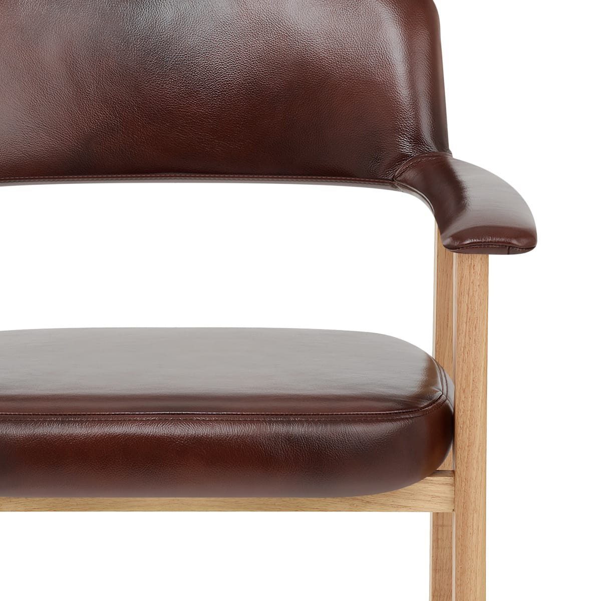 Chaise Bois Cuir Véritable - Elba Marron Antique