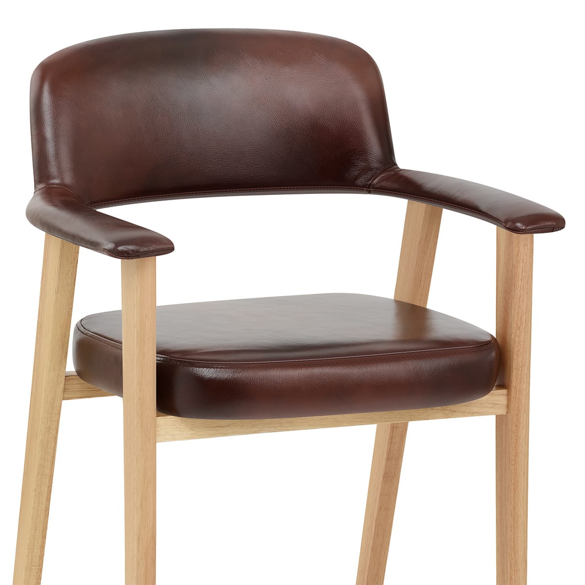 Chaise Bois Cuir Véritable - Elba Marron Antique