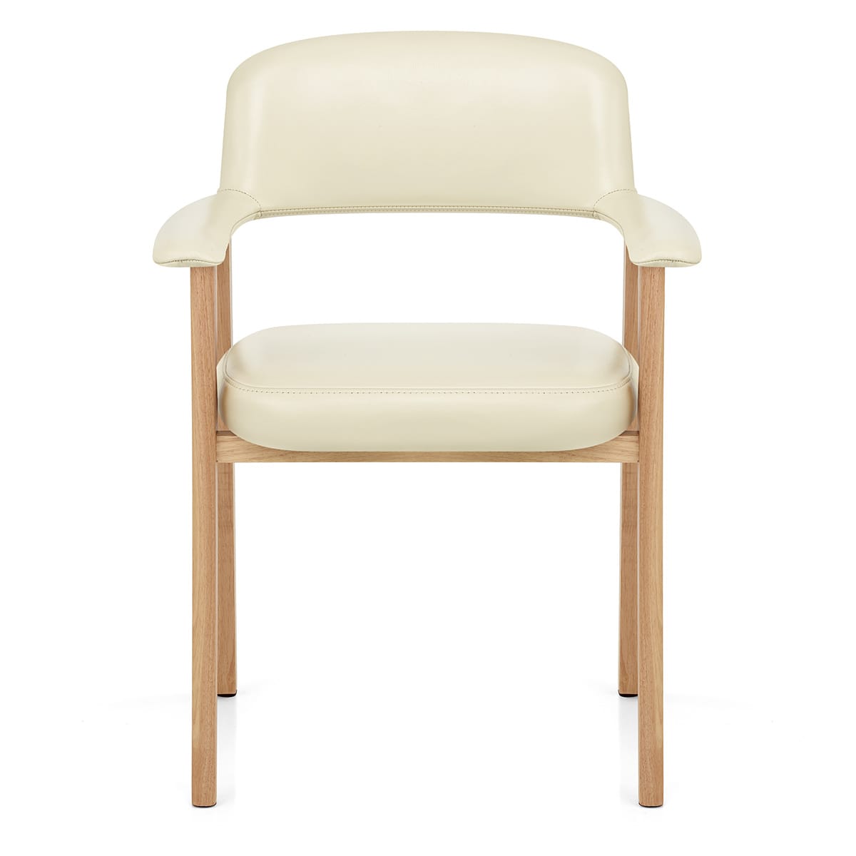 Chaise Cuir Veritable Bois - Elba Crème