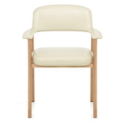 Chaise Cuir Veritable Bois - Elba Crème