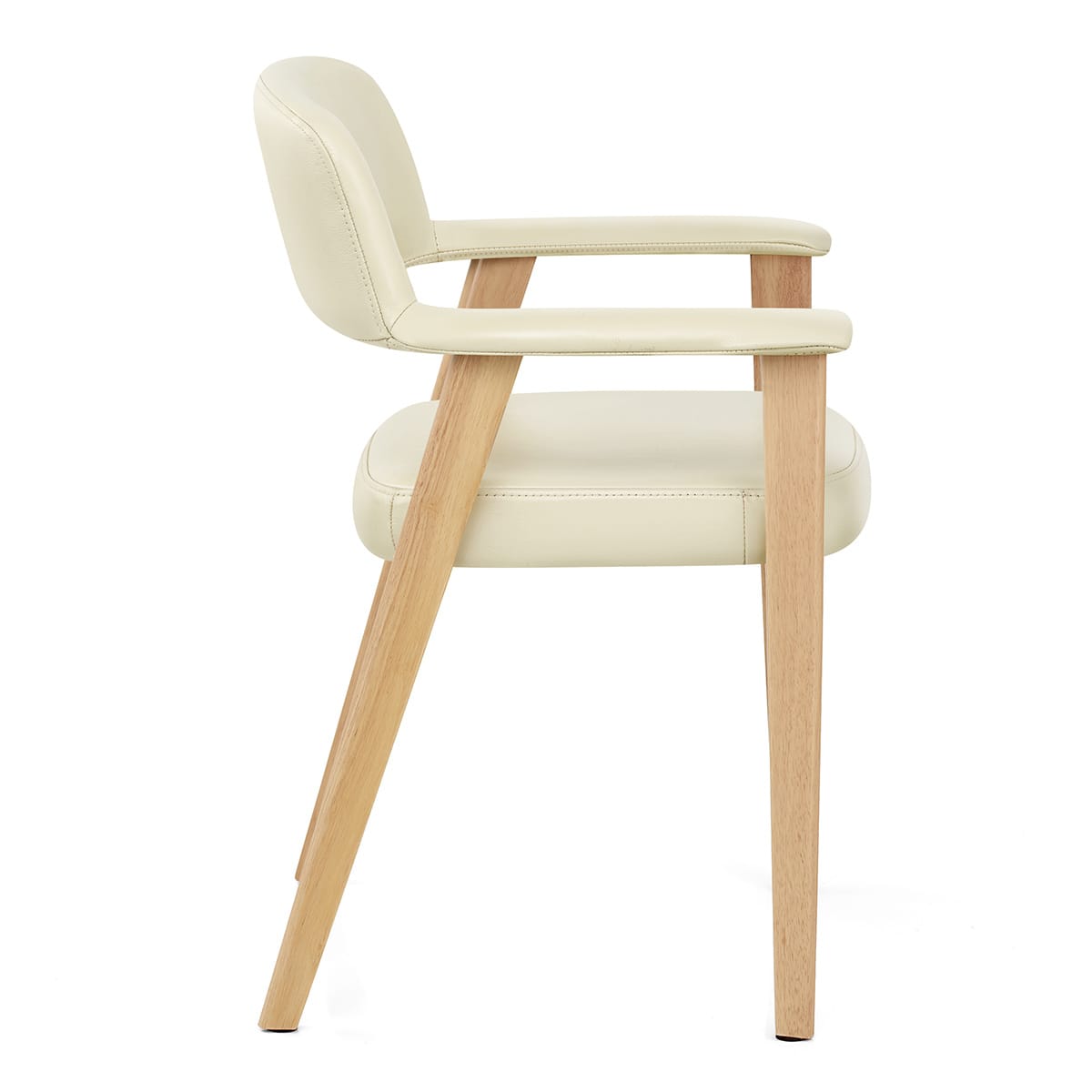 Chaise Cuir Veritable Bois - Elba Crème