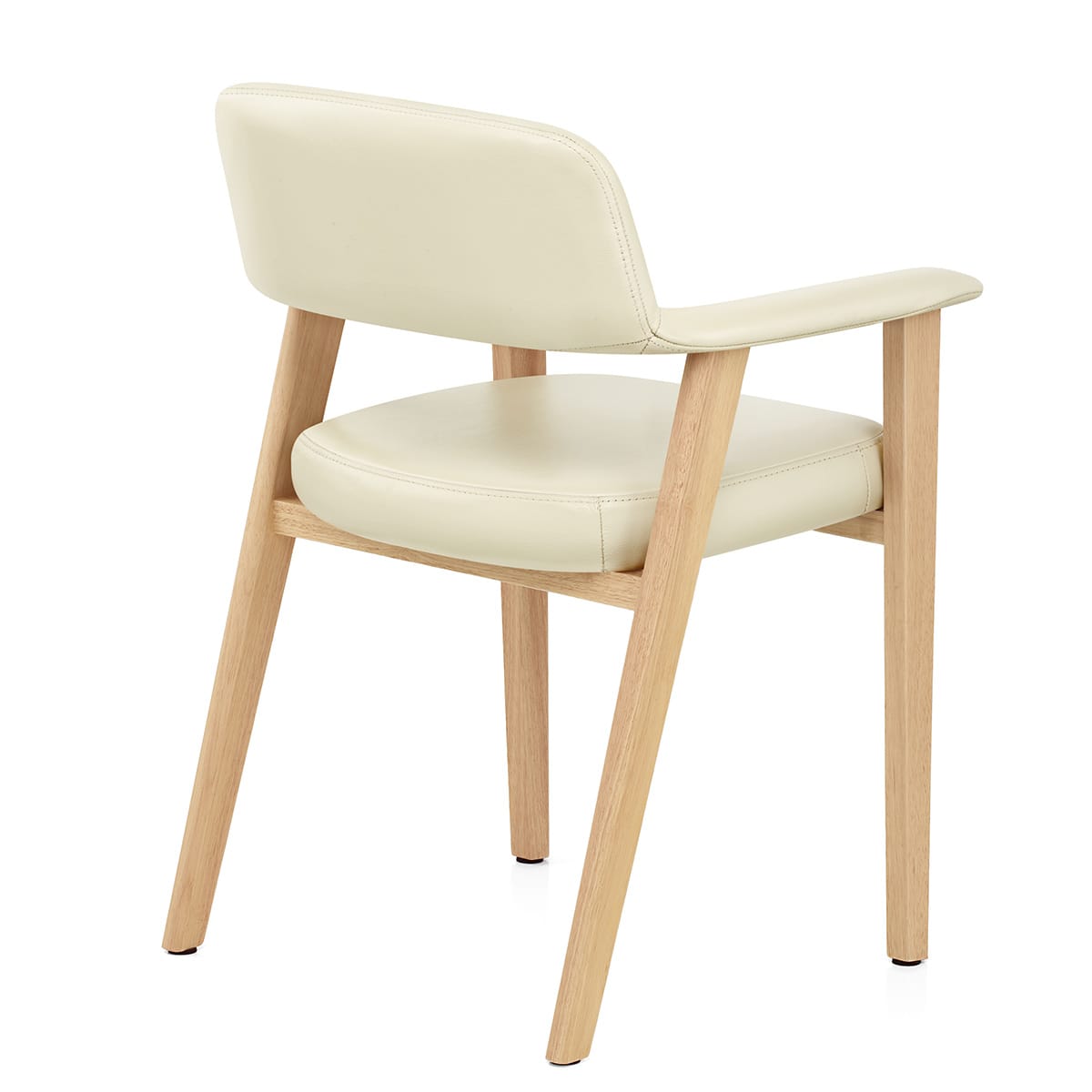 Chaise Cuir Veritable Bois - Elba Crème