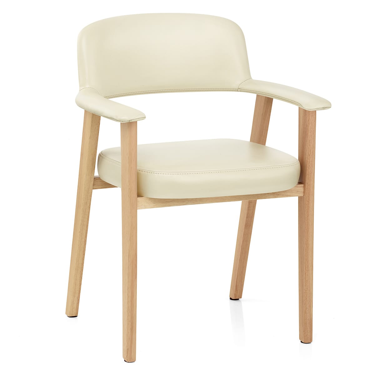 Chaise Cuir Veritable Bois - Elba Crème