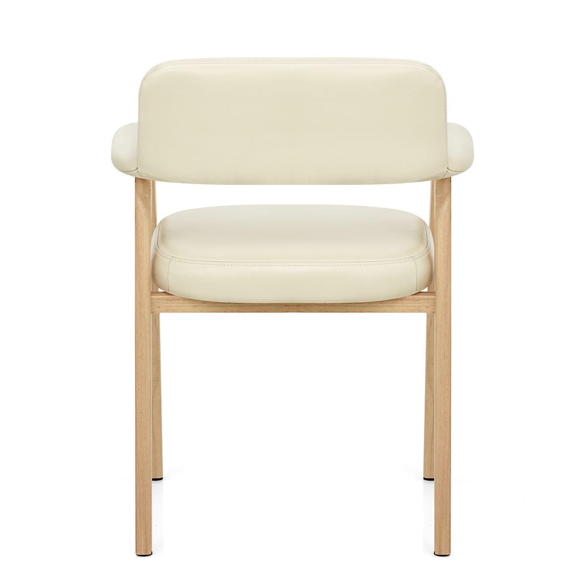 Chaise Cuir Veritable Bois - Elba Crème