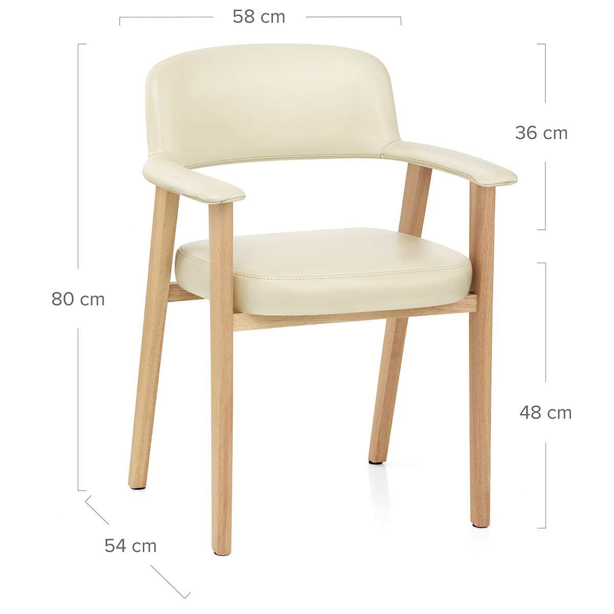 Chaise Cuir Veritable Bois - Elba Crème