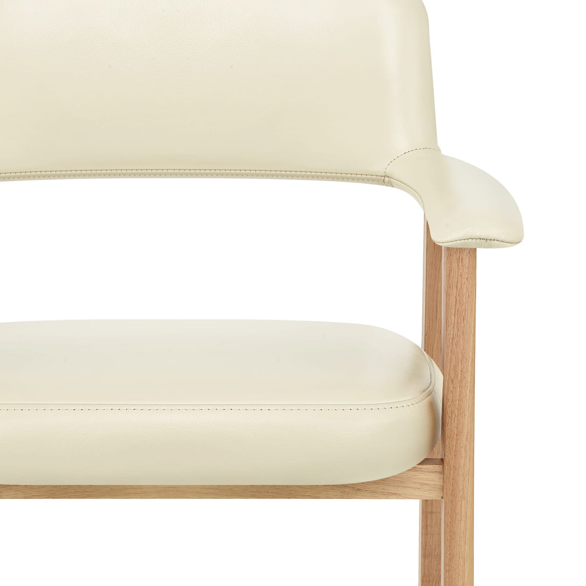 Chaise Cuir Veritable Bois - Elba Crème