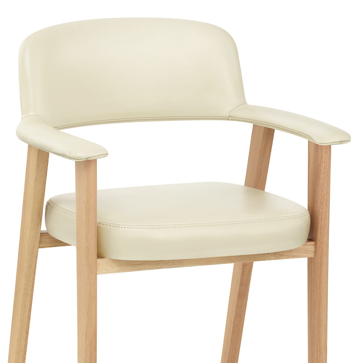 Chaise Cuir Veritable Bois - Elba Crème