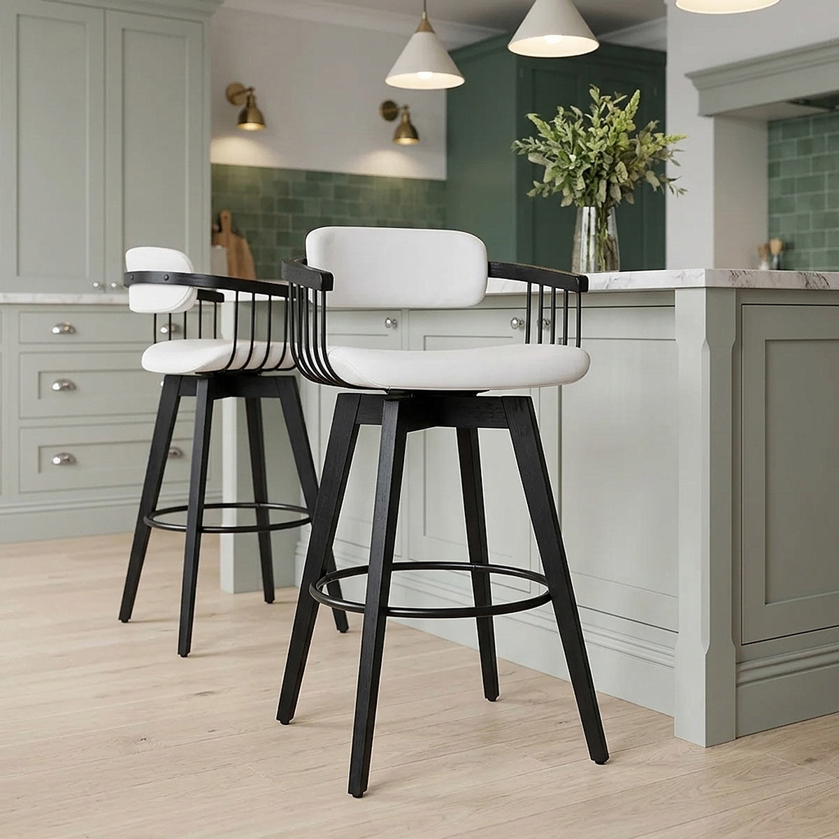 Tabouret Cuir Véritable - Electra Blanc 
