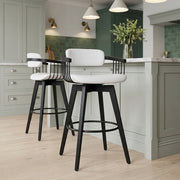 Tabouret Cuir Véritable - Electra Blanc 