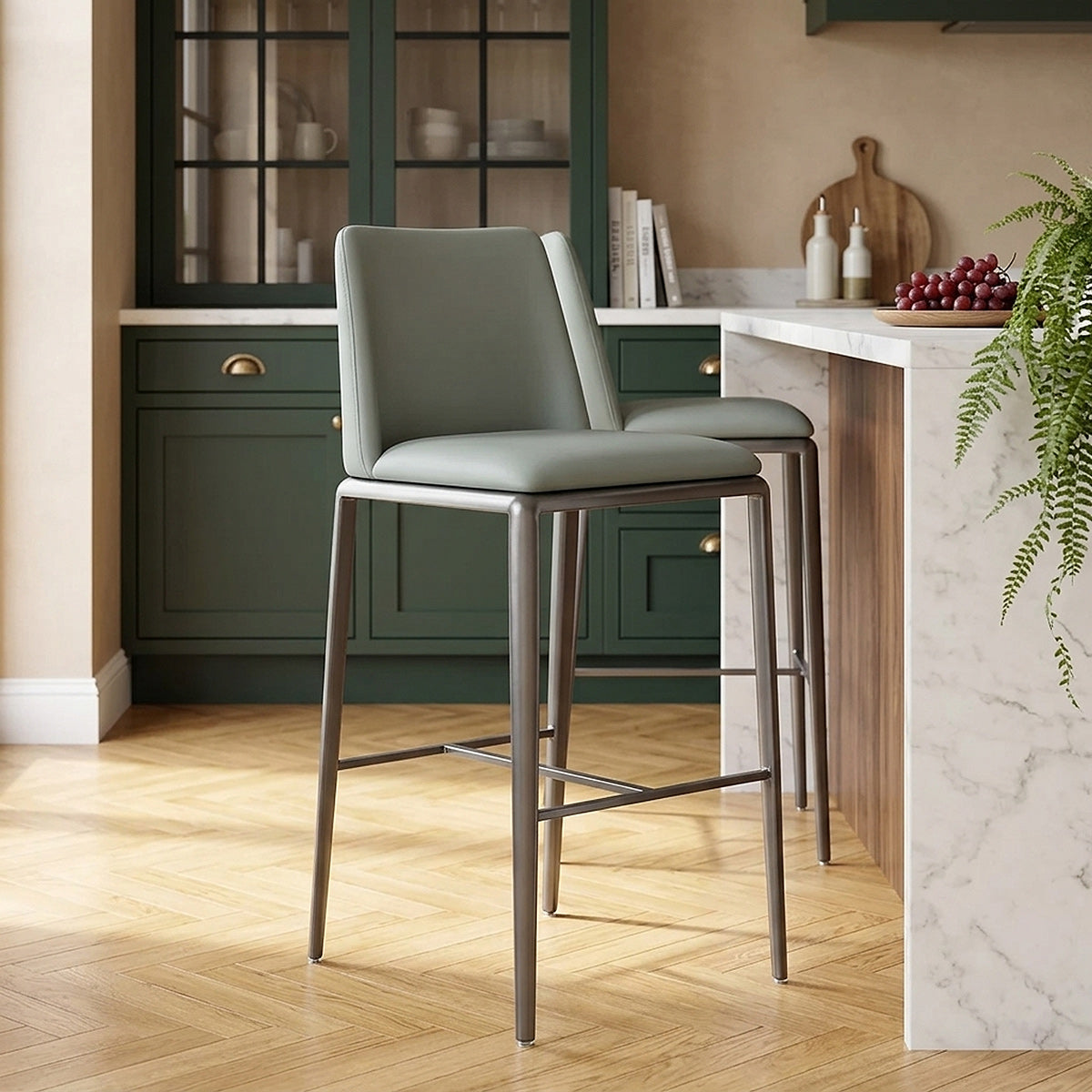 Tabouret de Bar Faux Cuir - Elise Bleu 