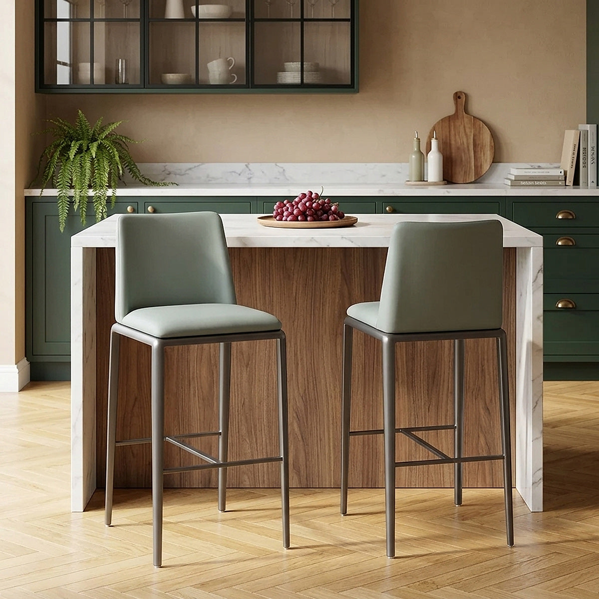 Tabouret de Bar Faux Cuir - Elise Bleu 