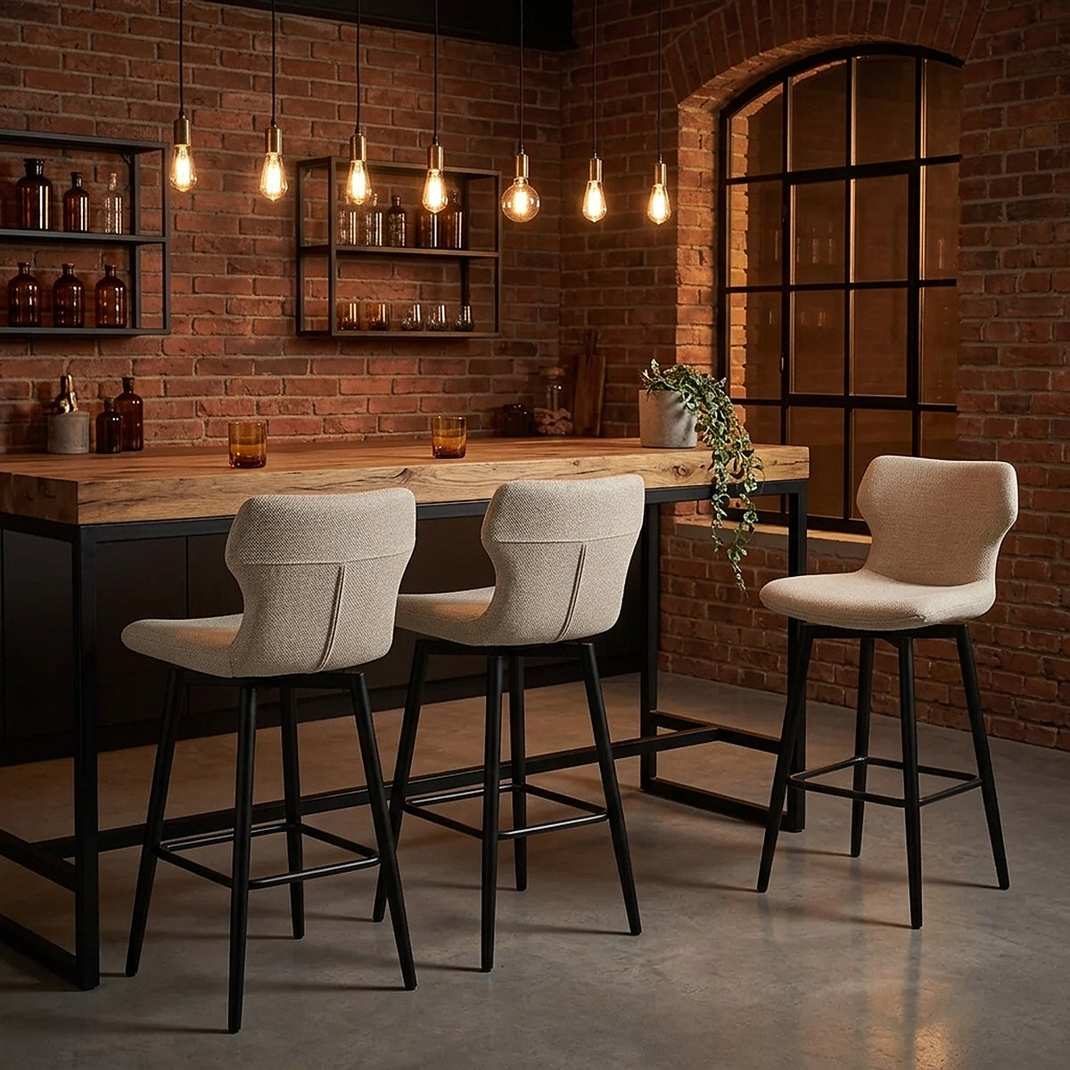 Tabouret de Bar Tissu - Elle Crème 
