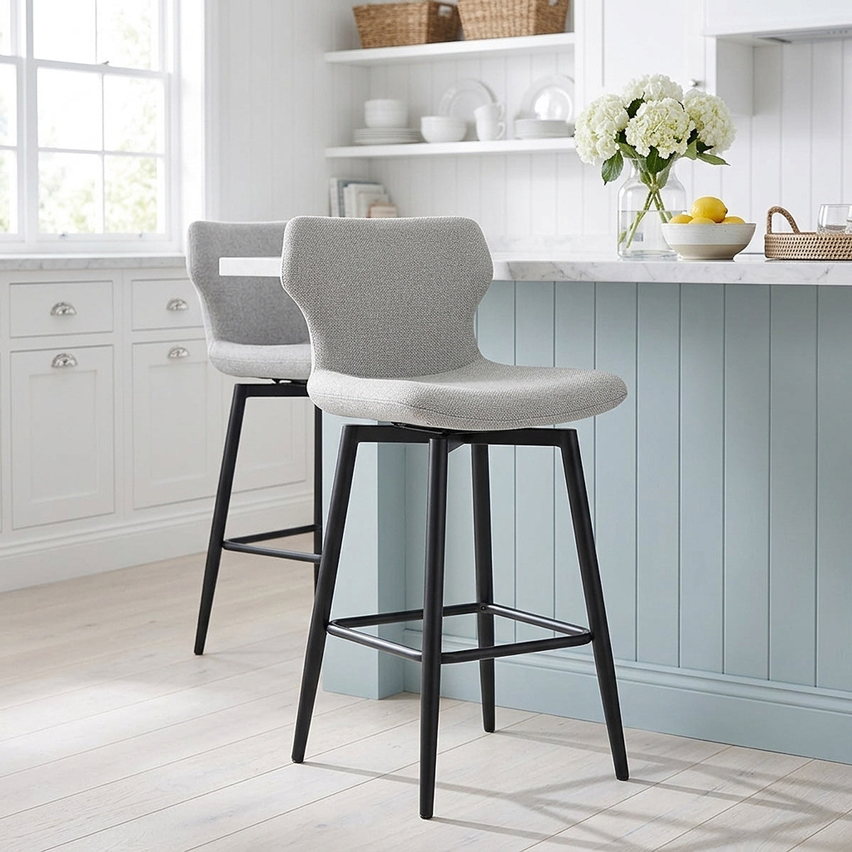 Tabouret de Bar Tissu - Elle Gris 