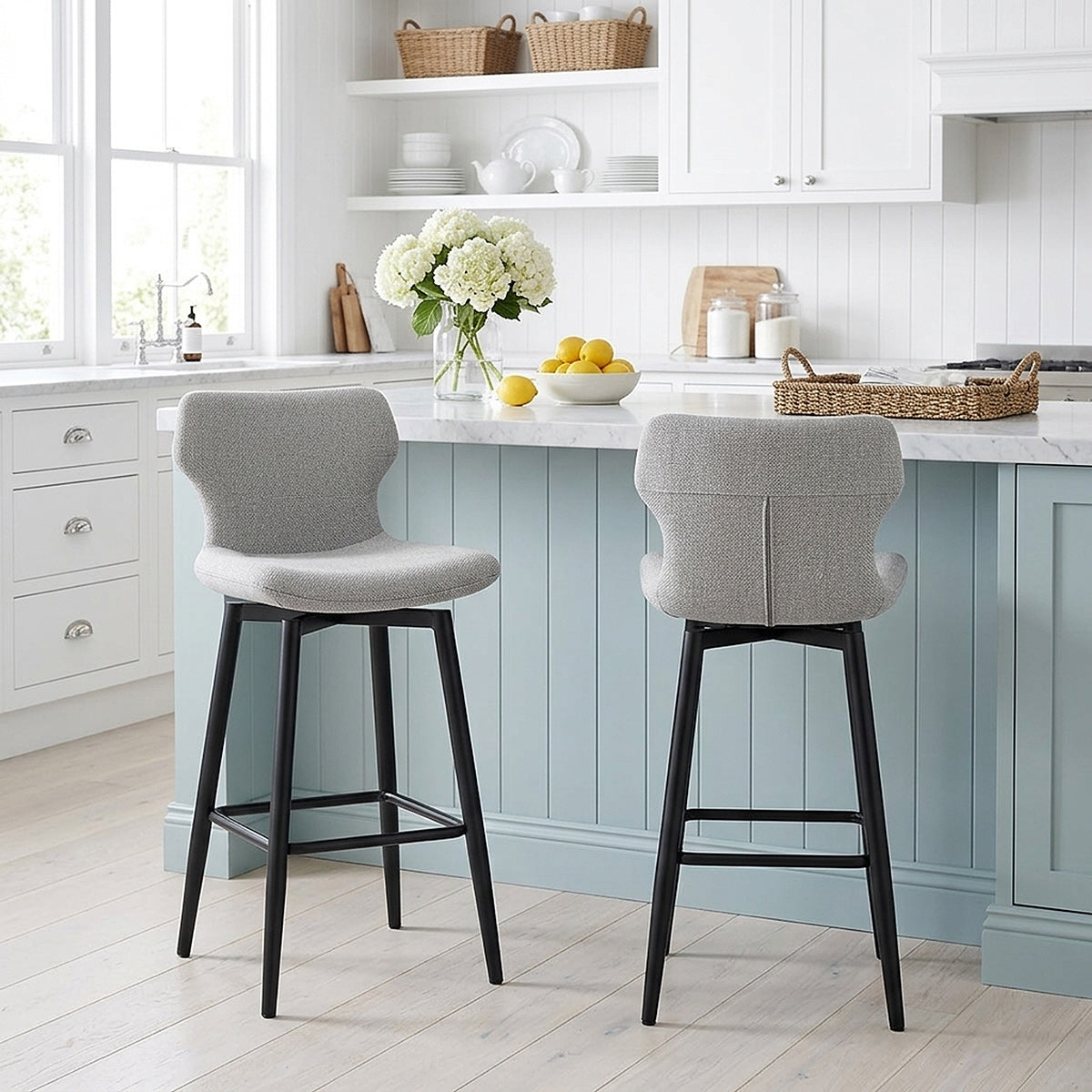 Tabouret de Bar Tissu - Elle Gris 