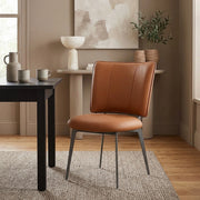 Chaise Cuir eco Graphite Brossé - Ellis Marron