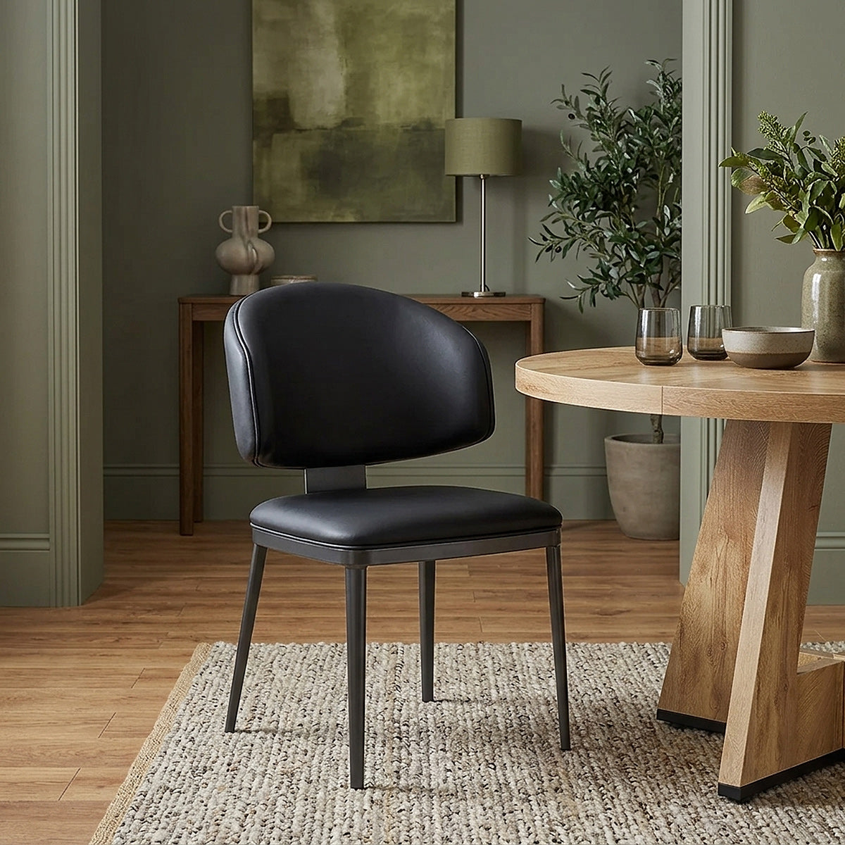Chaise Faux Cuir Graphite - Elton Noir