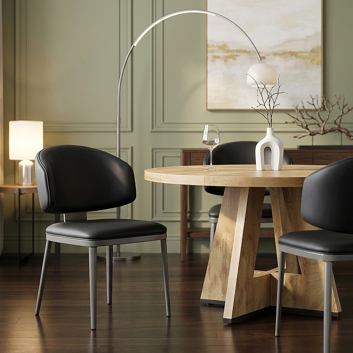 Chaise Faux Cuir Graphite - Elton Noir