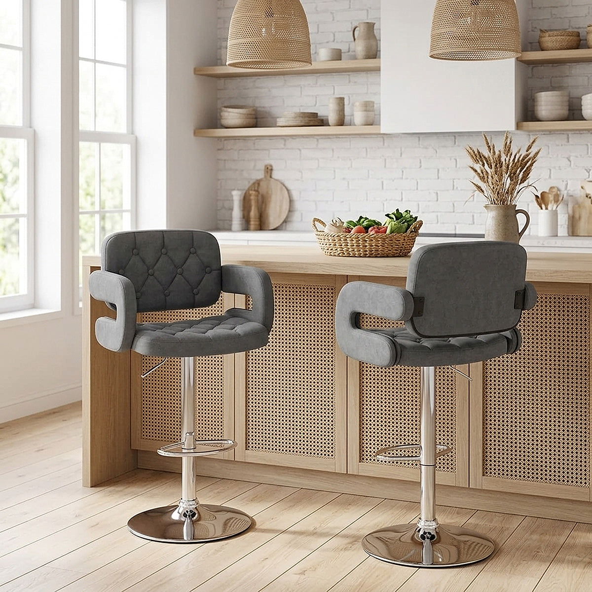 Chaise de Bar Tissu - Encore Gris Foncé