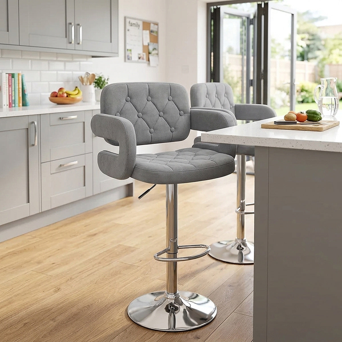 Chaise de Bar Tissu - Encore Gris Clair
