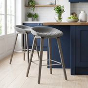 Tabouret de Bar Bois Velours - Epic Gris 