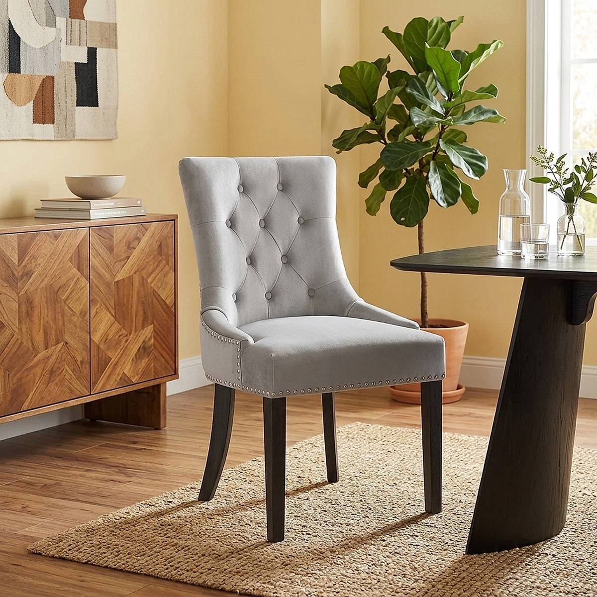 Chaise Bois Velours - Etienne Gris 
