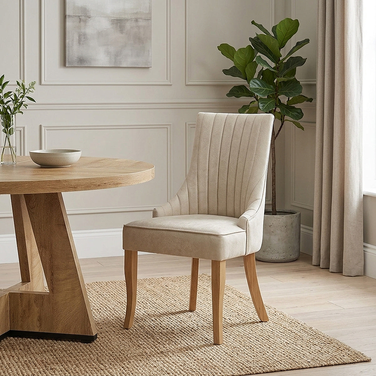Chaise Faux Cuir - Eton Crème 