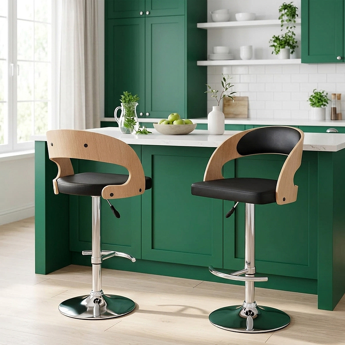 Chaise de Bar Bois Chrome - Eve Chêne Noir 