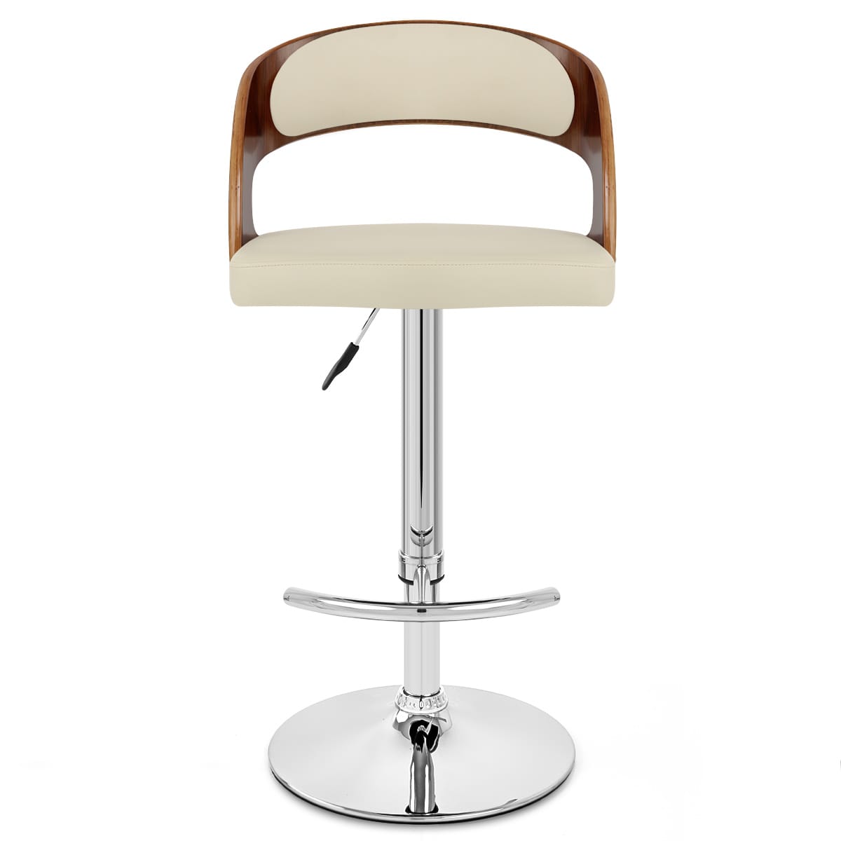 Chaise de Bar Bois Chrome - Eve Noyer Crème 