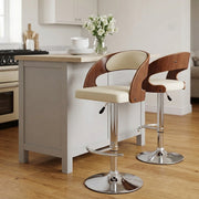 Chaise de Bar Bois Chrome - Eve Noyer Crème 