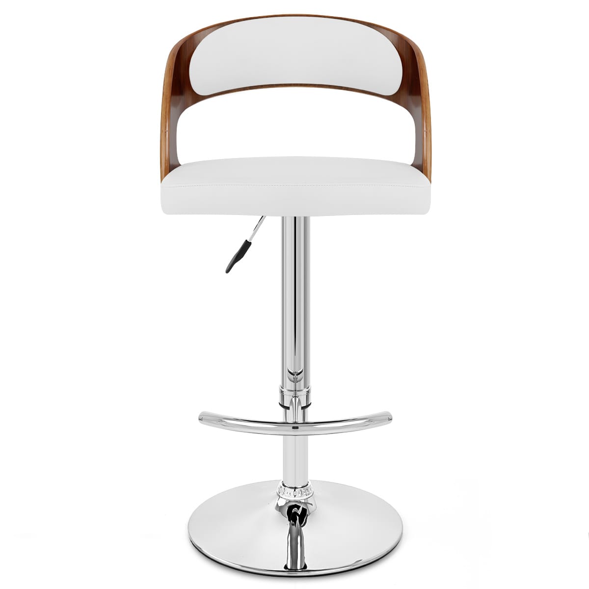 Chaise de Bar Bois Chrome - Eve Noyer Blanc 