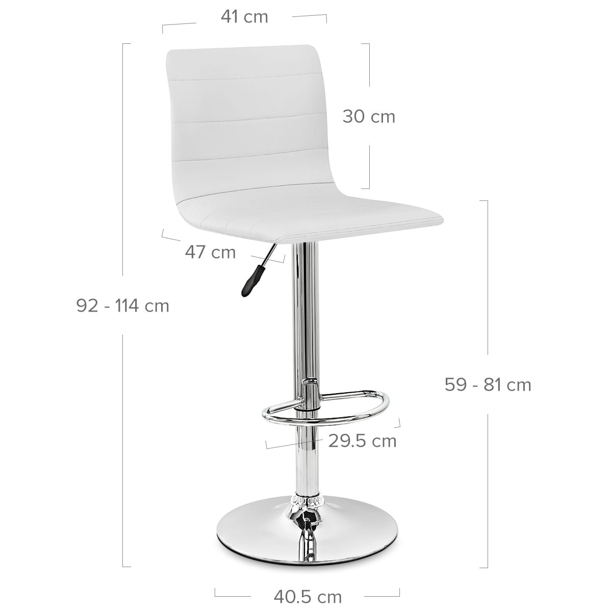Chaise de Bar Cuir Chrome - Fabio Blanc