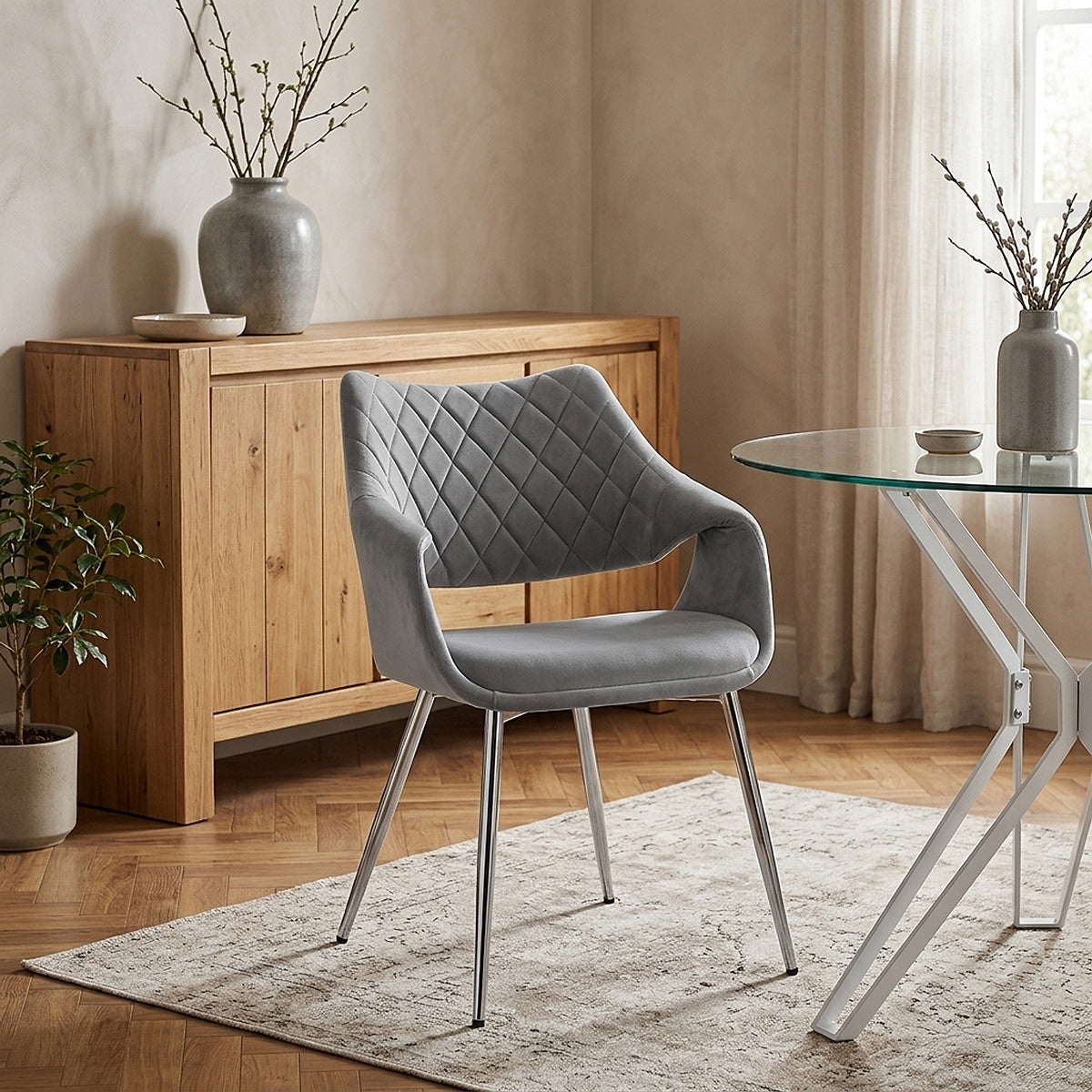 Chaise Chrome Velours - Fairfield Gris 