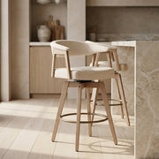 Tabouret de Bar Bois Tissu - Falco Crème