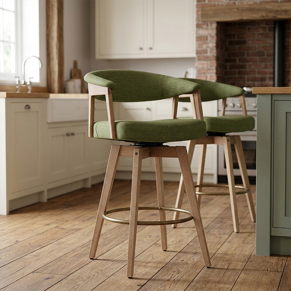 Tabouret de Bar Bois Tissu - Falco Vert