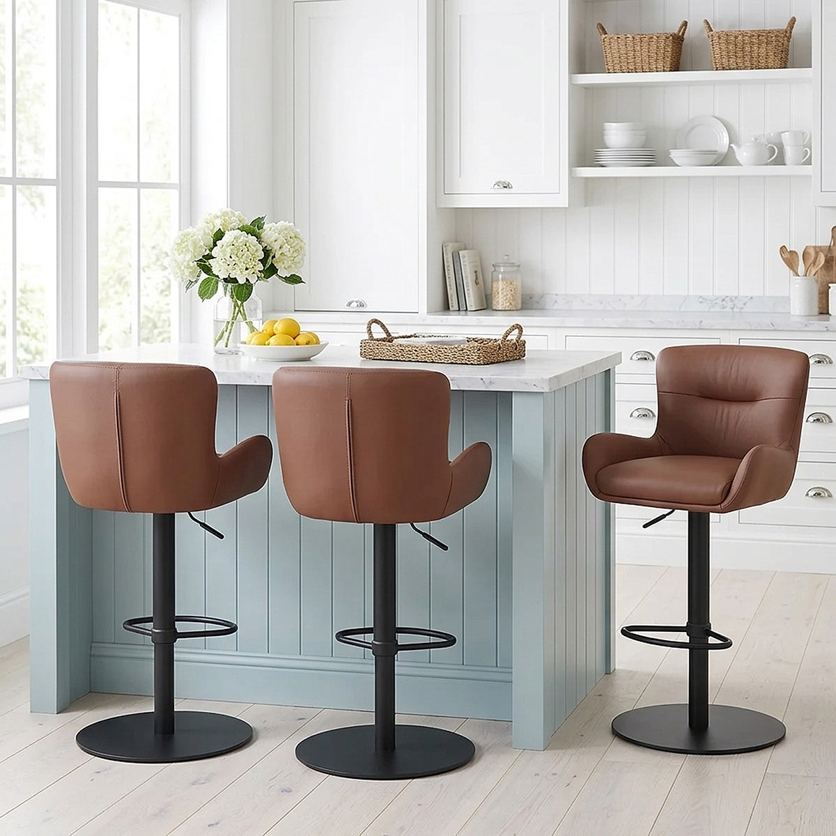 Tabouret Cuir Véritable - Faraday Marron 
