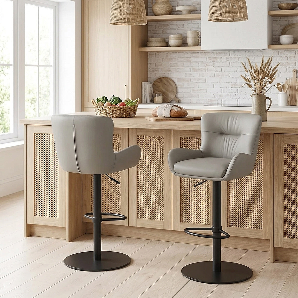 Tabouret Cuir Véritable - Faraday Gris 