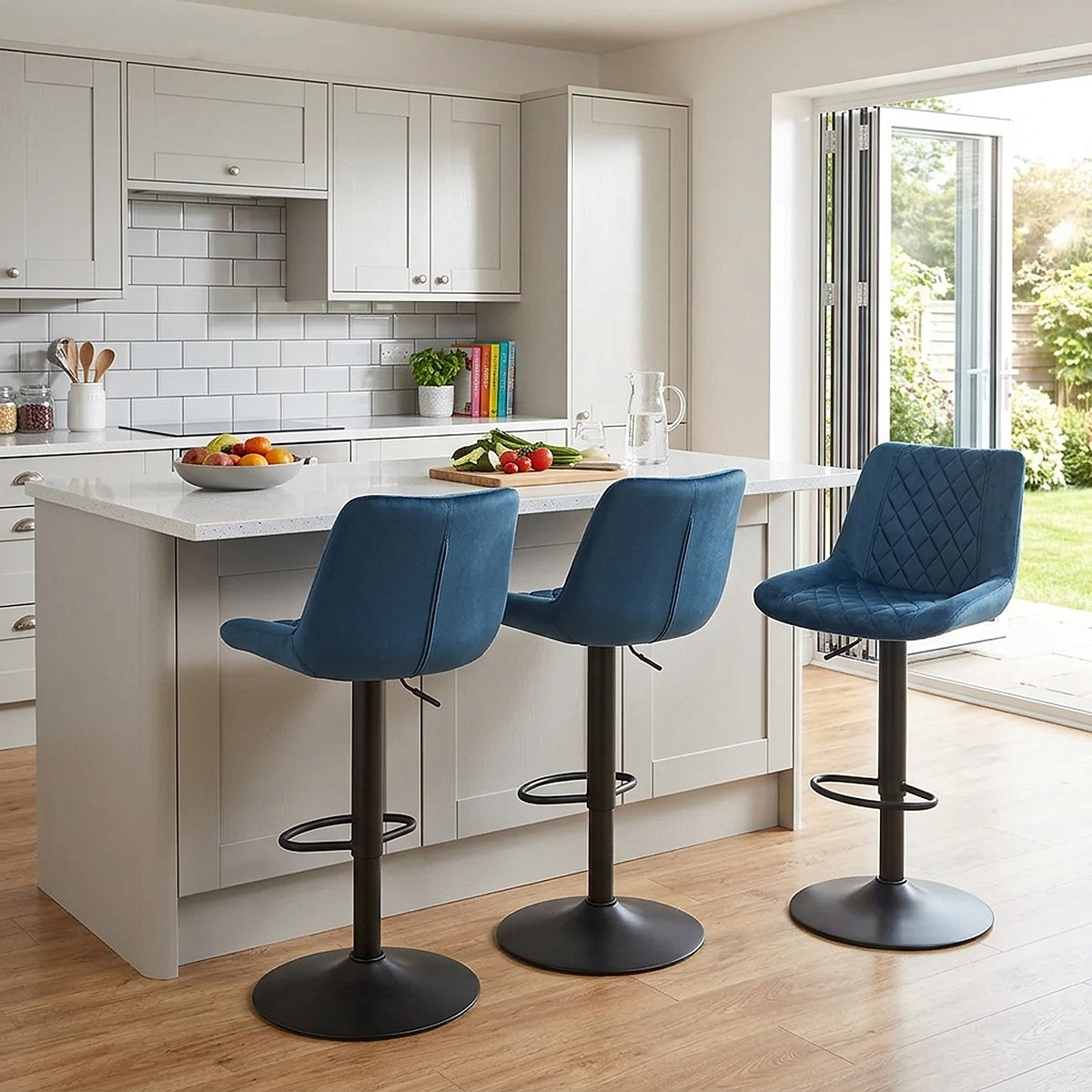 Chaise de Bar Velours - Faro Bleu