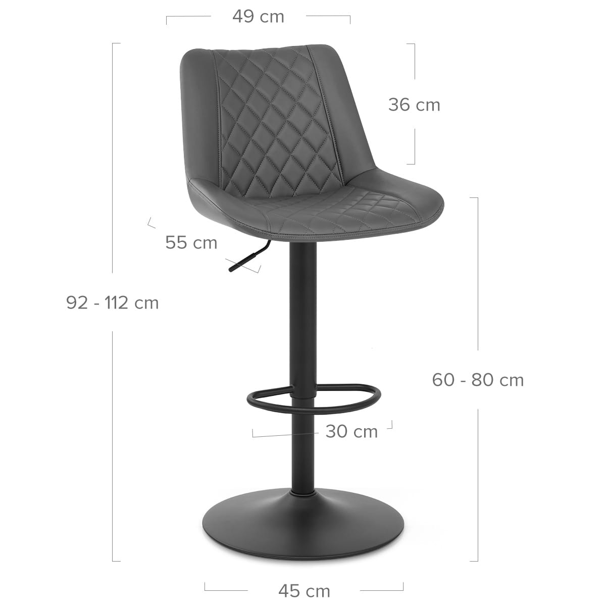Chaise de Bar Faux Cuir - Faro Gris