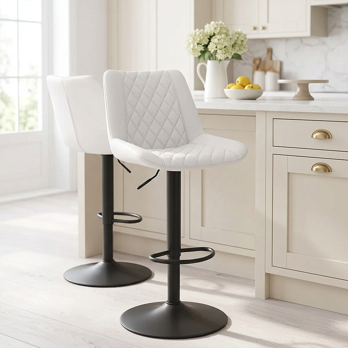 Tabouret de Bar Faux Cuir - Faro Blanc 