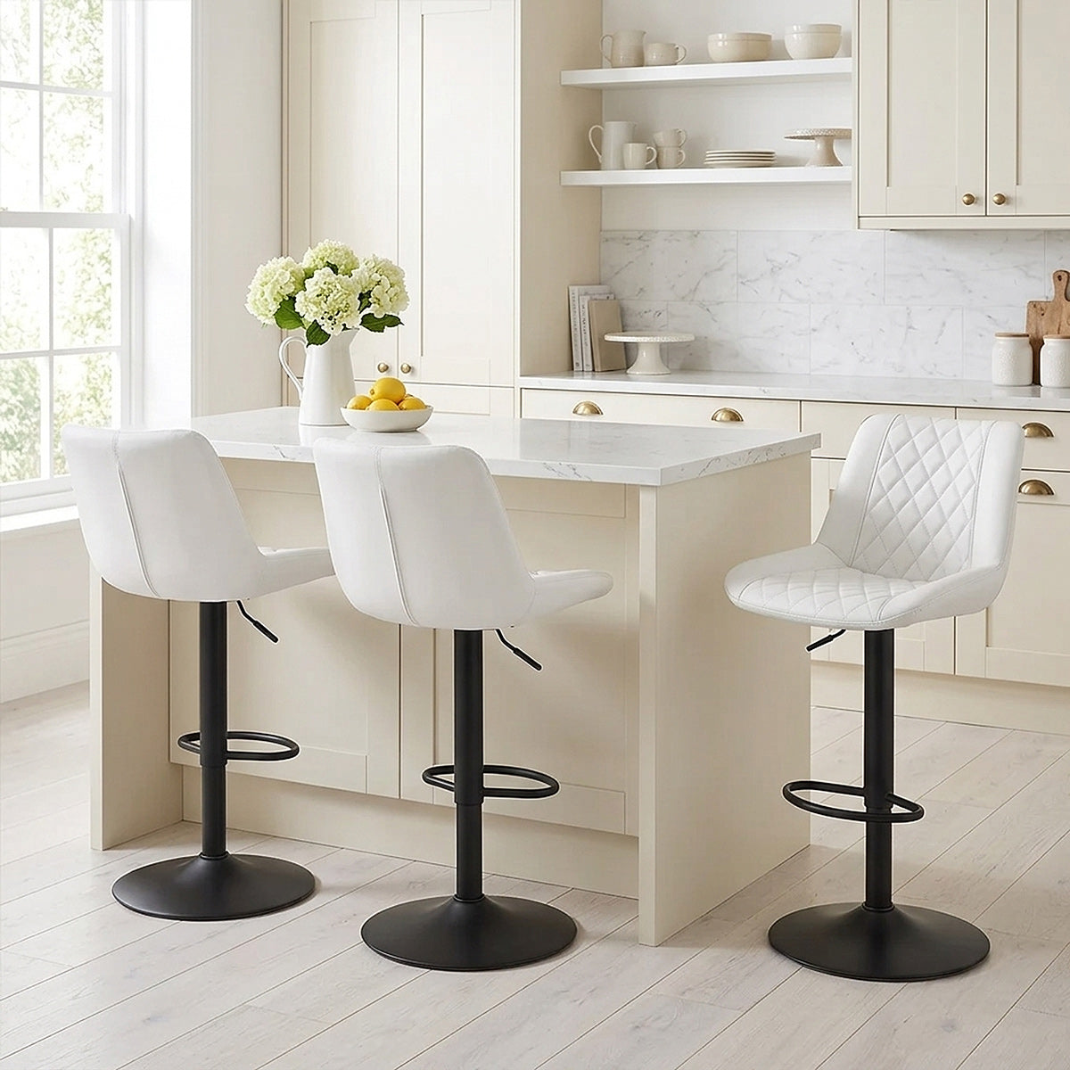 Tabouret de Bar Faux Cuir - Faro Blanc 