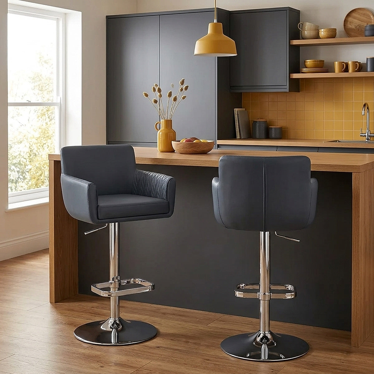 Tabouret Faux Cuir - Felipe Bleu 