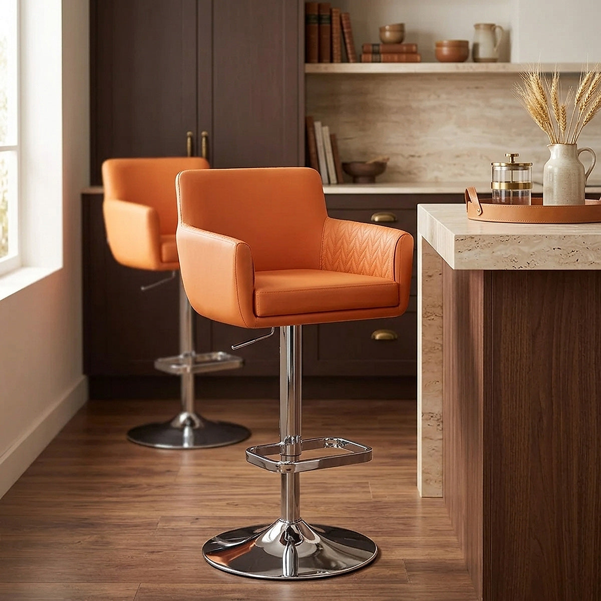 Tabouret Faux Cuir - Felipe Orange 
