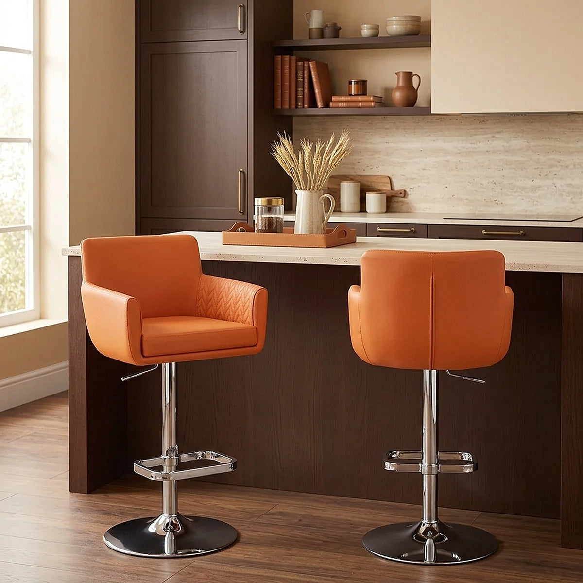 Tabouret Faux Cuir - Felipe Orange 