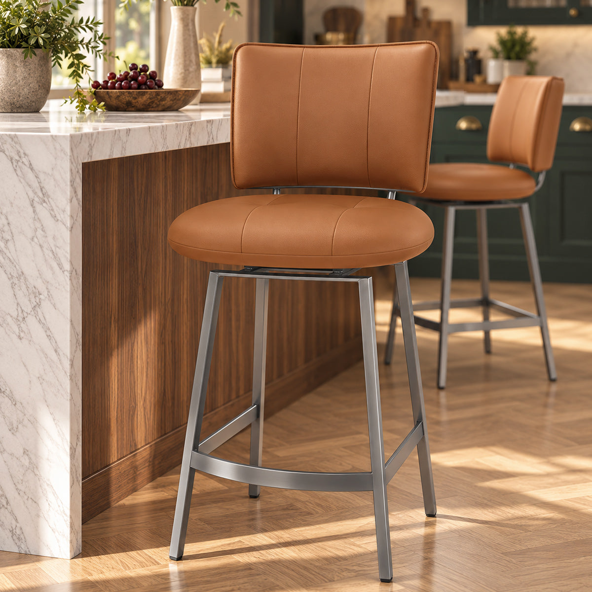 Finello Bar Stool Tan Eco Leather