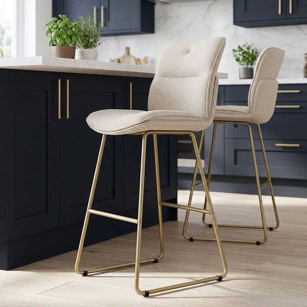 Tabouret de Bar Tissu - Finley Crème 