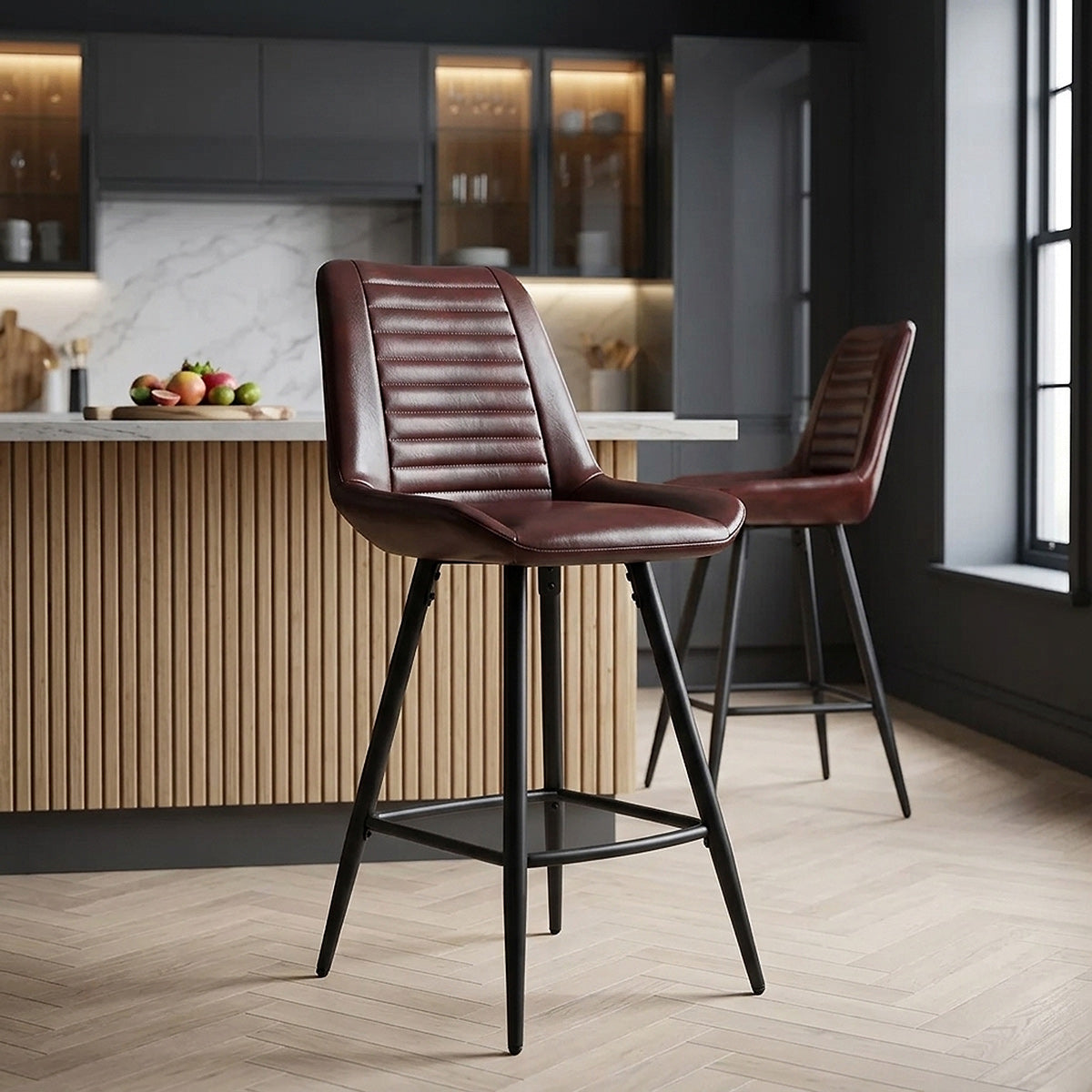 Tabouret Faux Cuir - Forse Marron 