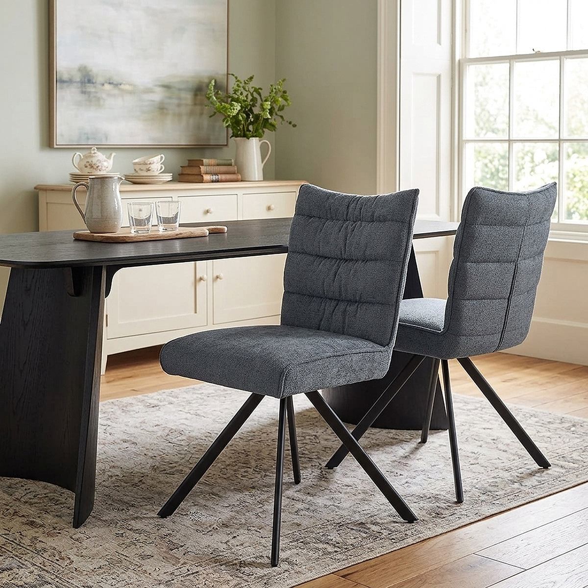 Forte Dining Chair Blue Fabric