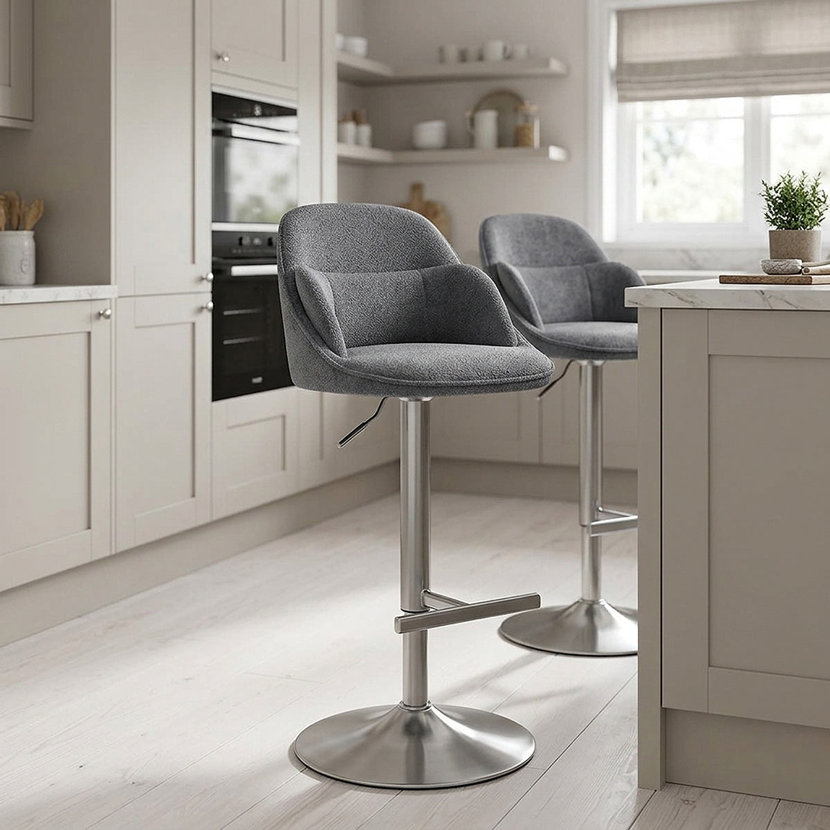 Tabouret de Bar Tissu - Freya Gris Foncé 